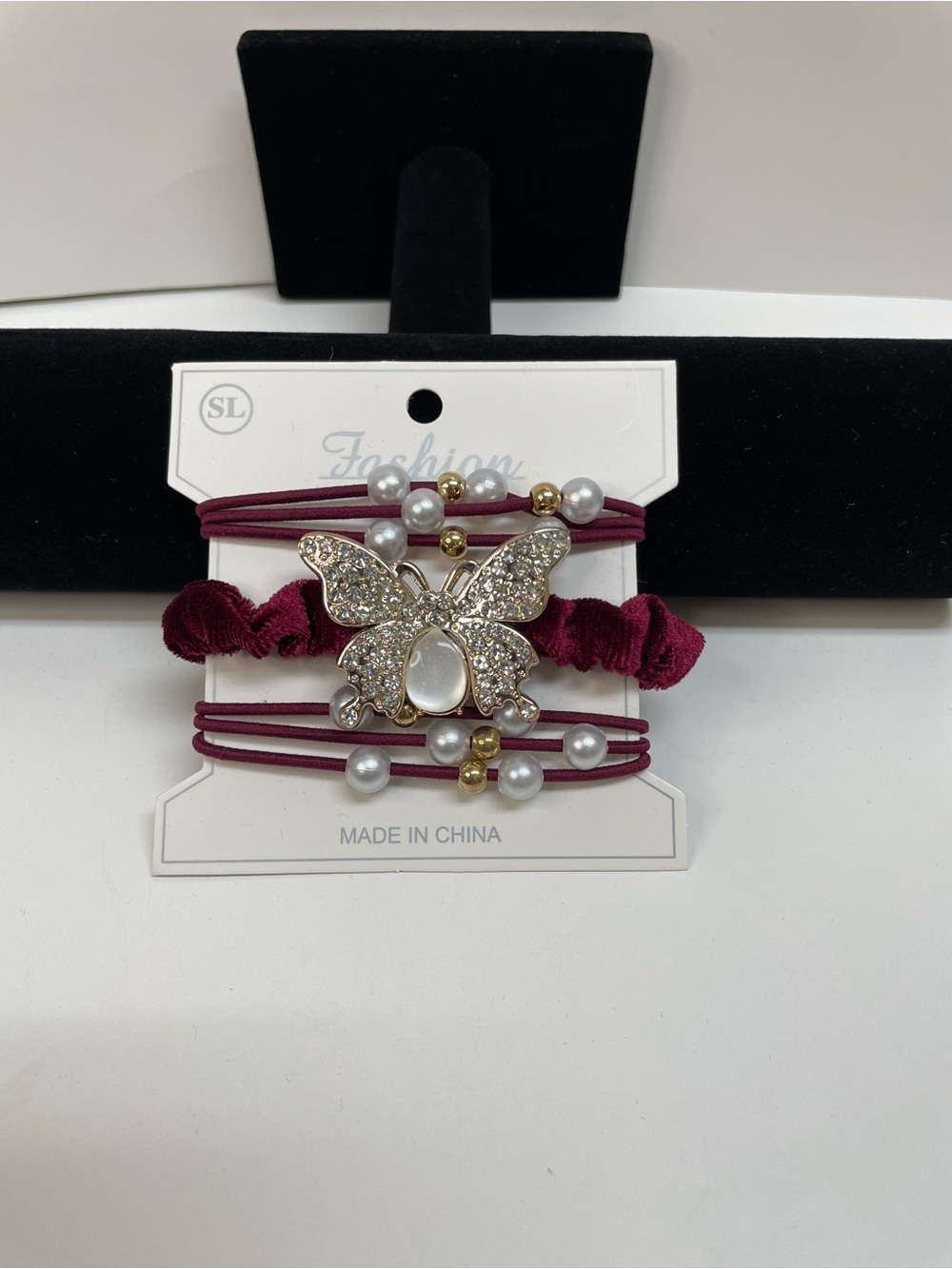 Burgundy Butterfly Hair Tie Set